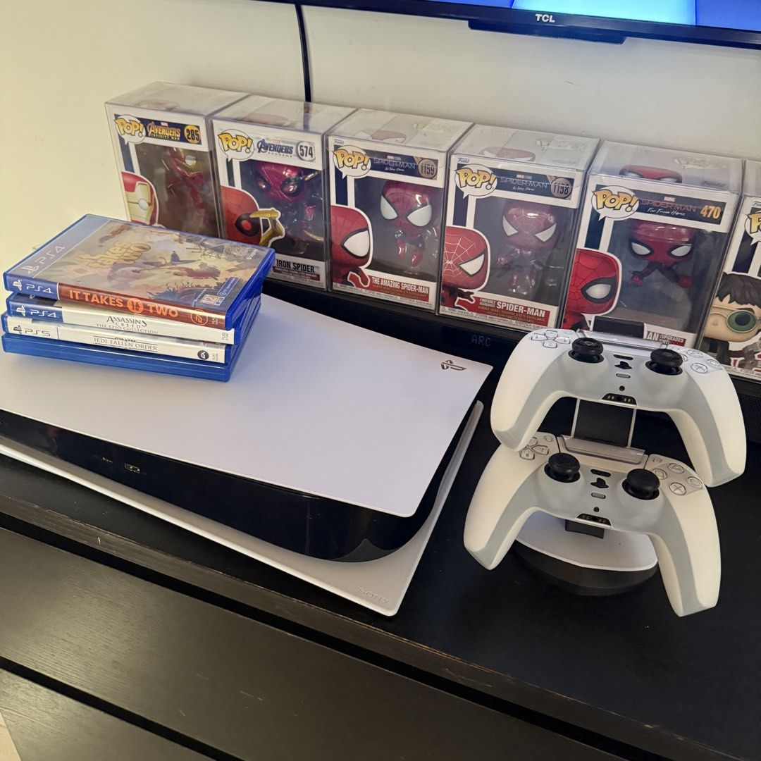 Play Station 5 825 COMPLETE 2 CONTROLLERS 6 GAMES (Category: PlayStation) located in Valenzuela. Submitted by lootsnfoundph (Listing ID 1450366278, Image 2). Description: PS5 Disc Edition (825GB) in excellent working condition 30k all in Includes: * PS5 Console * 2 DualSense Controllers with case and thumb grips * Dual Controller Charging Dock * HDMI Cable * Power Cable * Ps5 Carry Bag * Vertical Stand Games * NBA 2K26 * Marvel’s Spider-Man * GTA