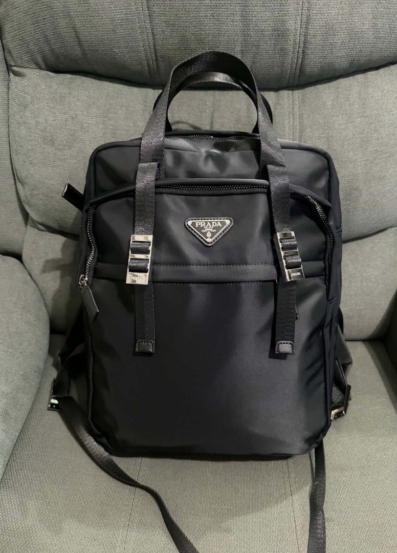 Prada Nylon Backpack (Category: Backpacks) located in Quezon City. Submitted by luxxechic (Listing ID 1450369371, Image 2). Description: coded with tag lampo under zip with dust bag good as new no issue actual photo posted japan preloved mop: gcash.