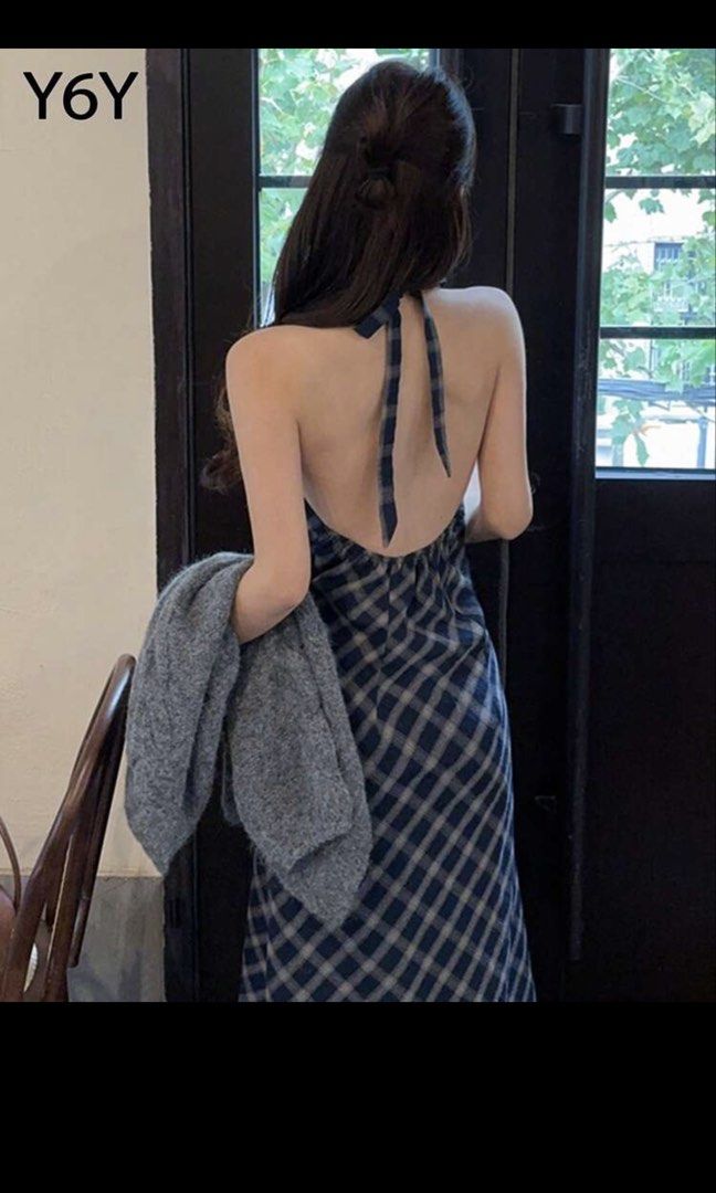 Retro Plaid V-neck backless long dress (Category: Dresses) located in Manila. Submitted by vanesssamartin (Listing ID 1450515551, Image 2). Description: .