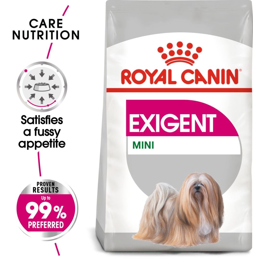 Royal Canin Exigent Mini 1kg (Category: Pet Food) located in Valenzuela. Submitted by petmomentph (Listing ID 1450415637, Image 2). Description: THE BENEFITS : PROVEN RESULTS Proven Results : up to 99 % prefered* *Royal Canin internal study PRODUCT CLAIMS Featuring ingredients and high quality proteins specially selected for small dogs, MINI EXIGENT has an aroma irresistible to the fussiest of eaters. The size, shape, and density of MINI EXIGENT 