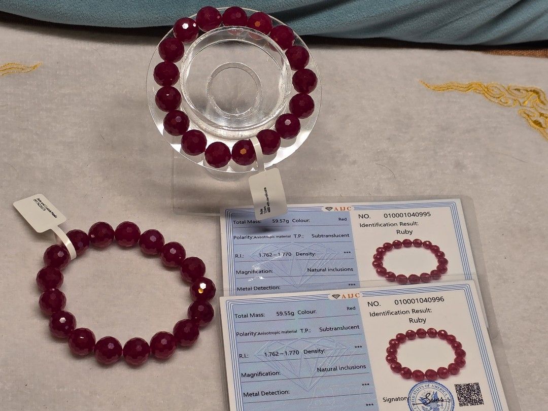 Ruby Faceted with Certificate (Category: Bracelets) located in Manila. Submitted by cavalierdolls (Listing ID 1450466386, Image 2). Description: Ruby Bracelet 12mm faceted with Certificate.