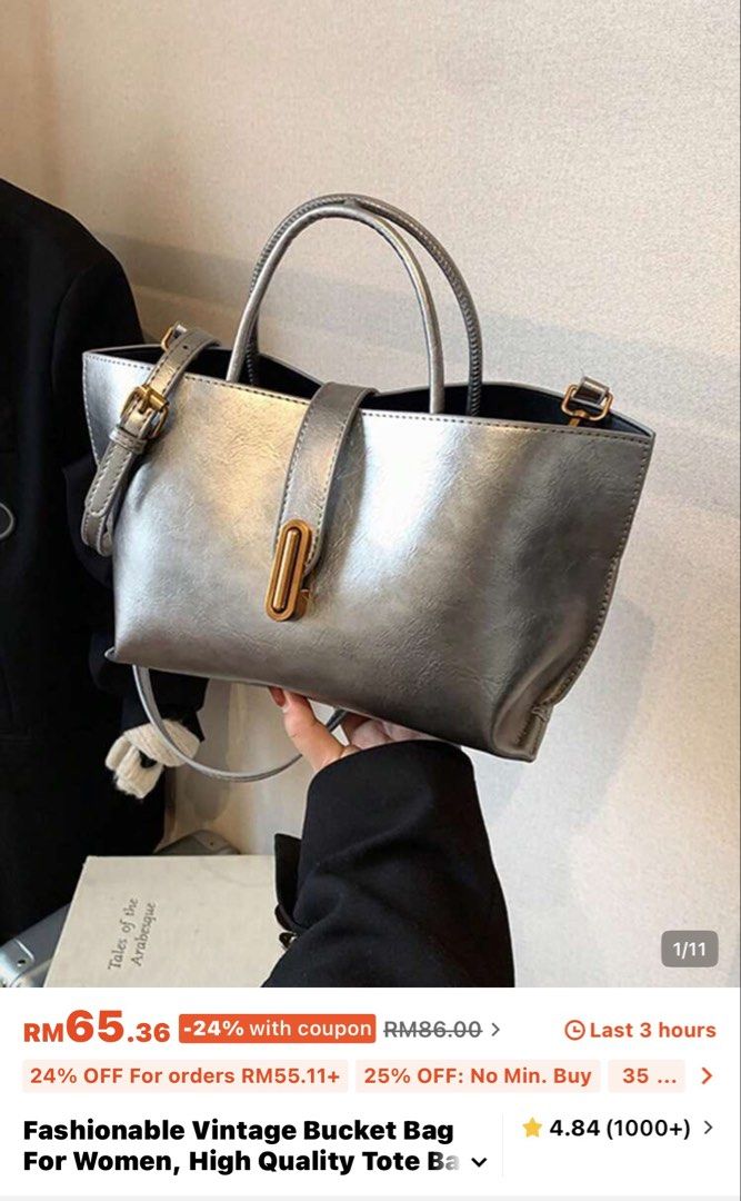 SILVER TOTE BAG (Category: Tote Bags) located in Kuala Lumpur. Submitted by nrfienalee (Listing ID 1450445662, Image 1). Description: SILVER TOTE BAG, BOLEH SLING, BARU BELI TAK PAKAI2 LAGI. .