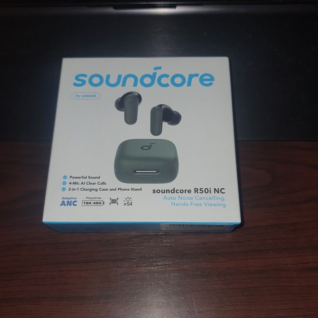 Soundcore R50i NC by Anker Wireless Earbuds (Category: Earphones) located in Pasig City. Submitted by fast-ship (Listing ID 1450382027, Image 2). Description: - Soundcore R50i NC wireless earbuds by Anker - Active Noise Cancelling for immersive listening - AI Clear Calls for crystal-clear conversations - Innovative 2-in-1 charging case doubles as a phone stand - Enjoy powerful sound for music and calls - Perfect for hands-free viewing and everyda