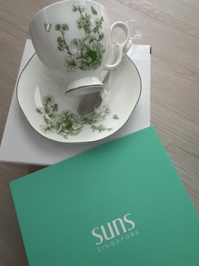 Suns Singapore Tea Cup and Saucer with Spoon