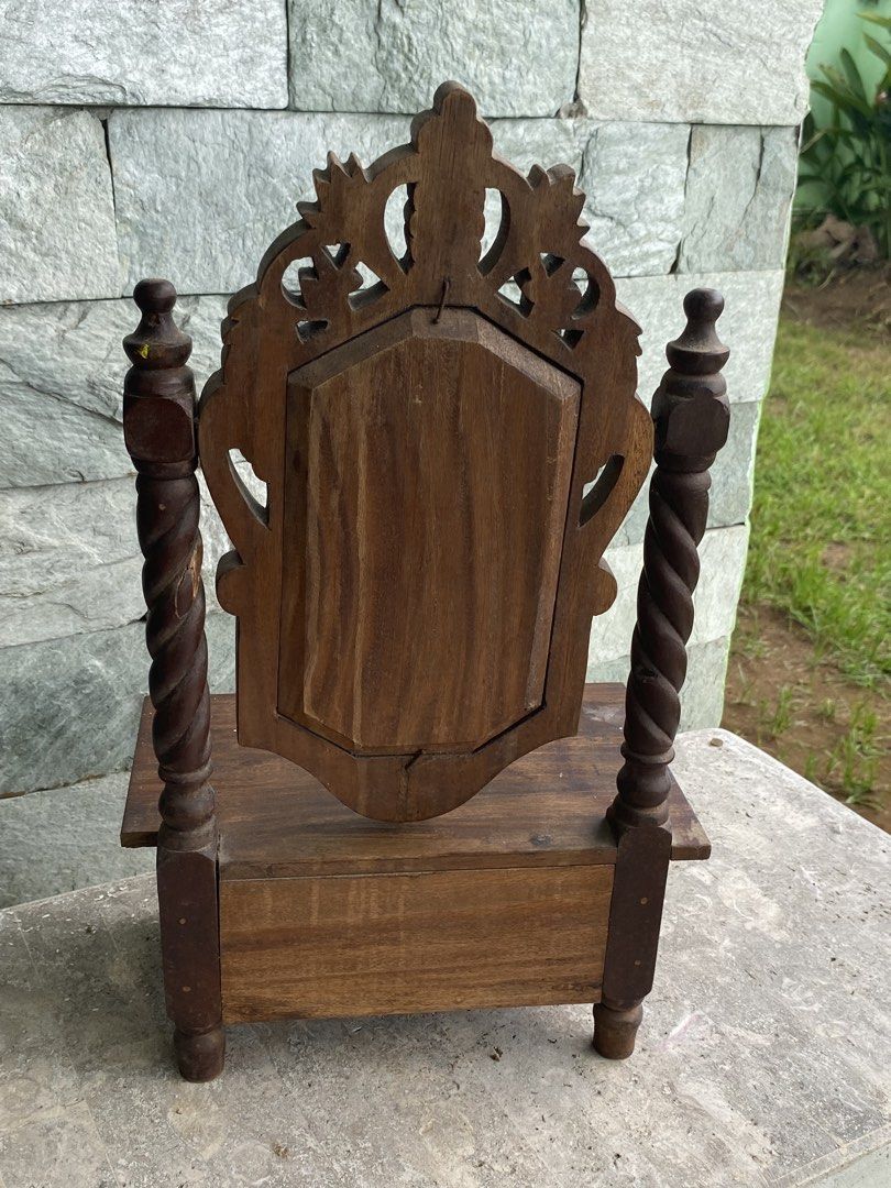 Table Top Mini Wooden Dresser Vanity (Category: Other Home Decor) located in Muntinlupa City. Submitted by bloo_berry (Listing ID 1450465786, Image 3). Description: Table Top Mini Wooden Dresser Vanity with drawer and carvings 11.5 x 6 3/4 x 19 inches Selling as is ₱3,850 SF c/o buyer.
