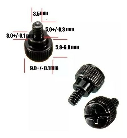 Thumbscrew 4pcs for Desktop PC Case (Category: Computer Parts) located in Quezon City. Submitted by victr2 (Listing ID 1450495225, Image 3). Description: Thumbscrew 4pcs for Desktop PC Case Package Contents 4pcs Thumbscrew A and B:computer case thumb screws suitable for DIY use of 3.5 thick desktop computers. Specifications: M3.5 (# 6-32) x 6mm Size: 6 #-32x5mm Phillips Size: (horizontal*Vertical) 4*8mm Overall Size: 14 x 9mm/0.55" x 0.35"(L*Max.