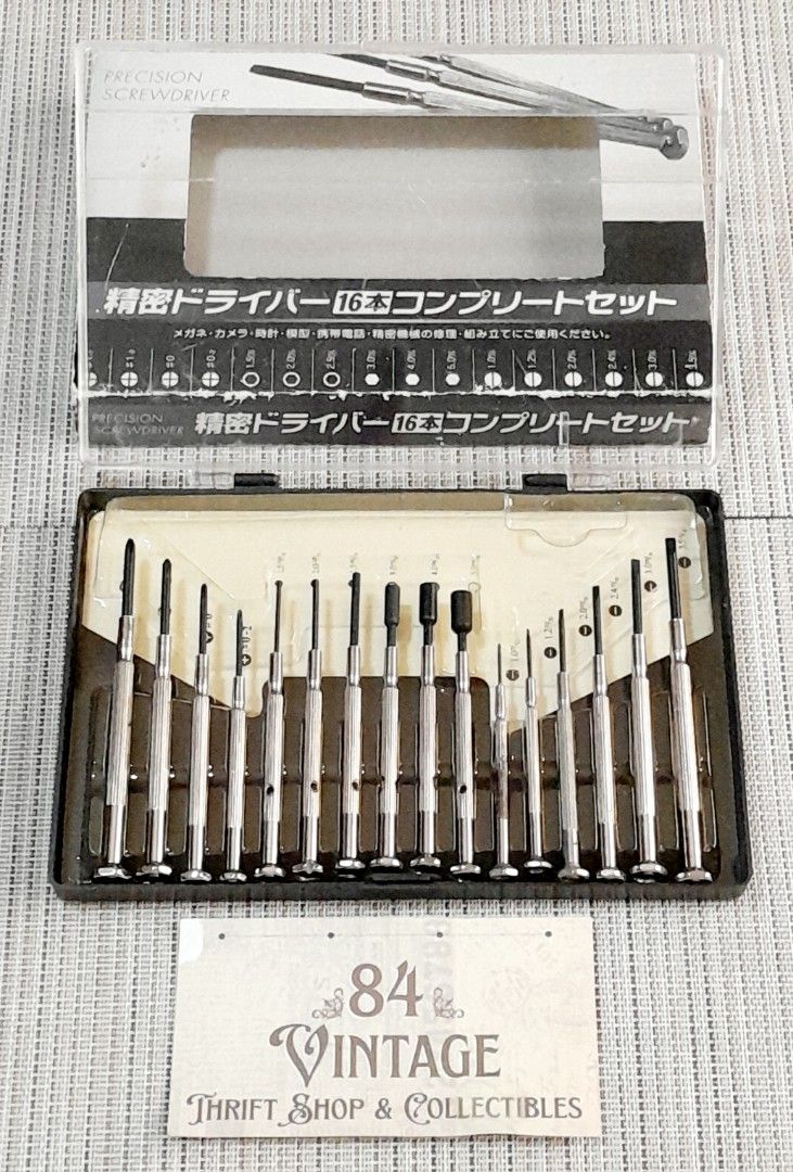 Vintage 16-piece Precision Screwdriver Set (Category: Craft Supplies & Tools) located in Las Pinas. Submitted by 84vintage (Listing ID 1450383774, Image 1). Description: This is a vintage 16-piece precision screwdriver set featuring various tip sizes suitable for fine electronics, glasses, miniatures, and watch repair. Actual photos posted. Please examine them carefully as they are part of the description. Sold as is where is only --📌 MUST READ 