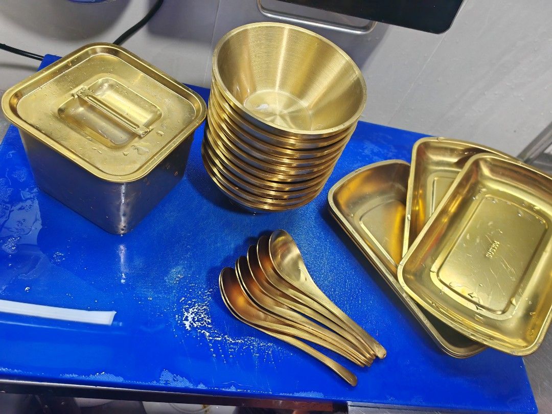 Vintage Brass Spoon and Rectangular Tray Set512976477749913606