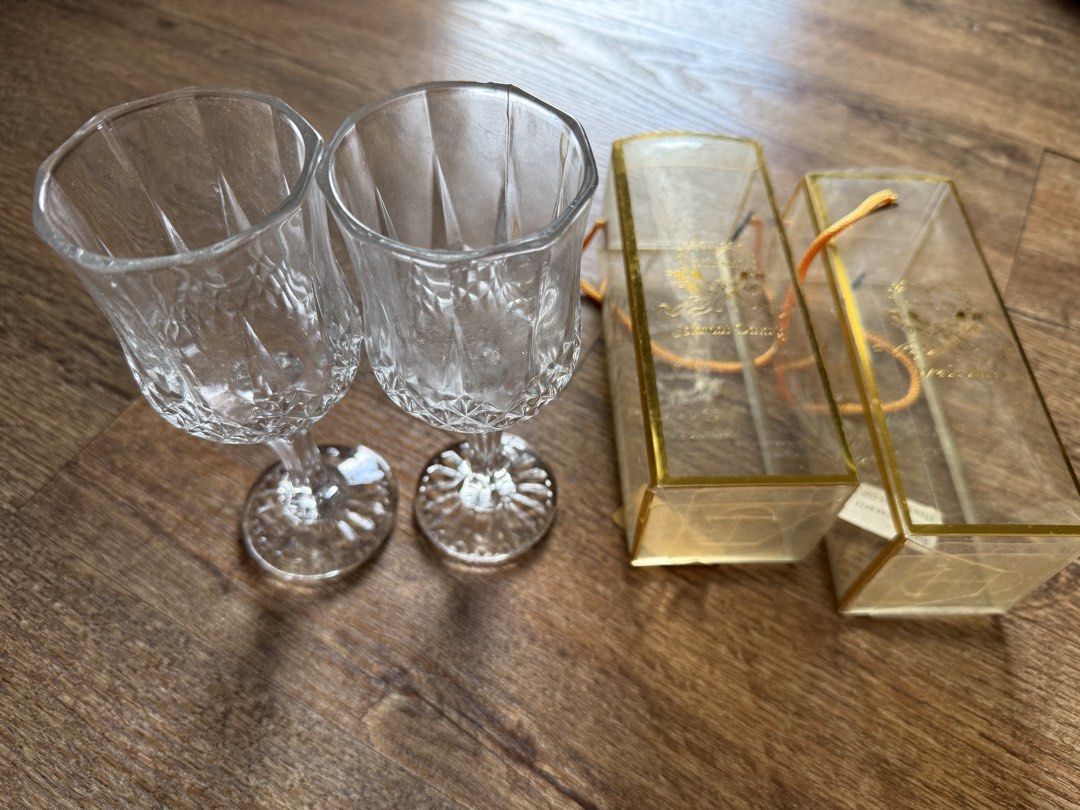 Vintage Crystal Wine Glasses (Set of 2)
