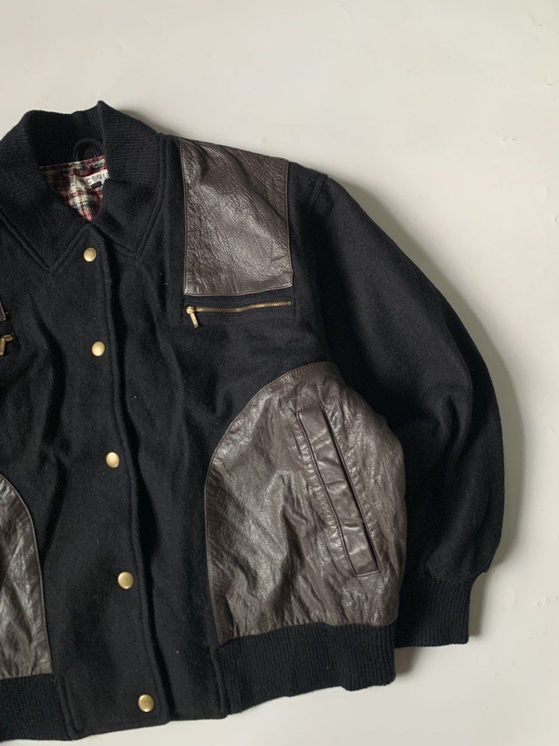 Vintage MC WiLL Leather Panel Bomber Jacket (Category: Coats, Jackets and Outerwear) located in Baguio. Submitted by archival.store (Listing ID 1450380703, Image 2). Description: Size tagged: 9A2 Issue: None Width:23 Length:23.5 Shoulder:21 Sleeve:20.