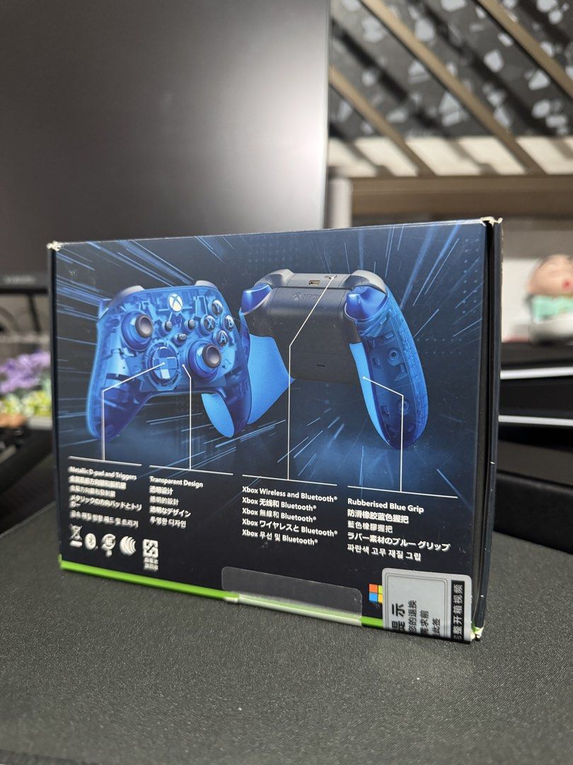 Xbox Sky Cipher limited Wireless Controller (Category: Controllers) located in Singapore. Submitted by suitianyu (Listing ID 1450494232, Image 2). Description: - Brand New Xbox Sky Cipher Controller - Wireless with Bluetooth Connectivity - Features Blue Rubberized Grip for enhanced comfort - Striking Translucent Blue Design - Comes in Original Packaging.