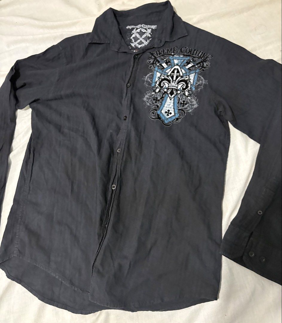 Xtreme Couture Longsleeves Polo (Category: Tshirts & Polo Shirts ) located in Lucena. Submitted by ryu625 (Listing ID 1450381154, Image 1). Description: Large on tag W-22 L-26 Excellent condition DM me for more details 😀 alt,alternative, fashion, goth, grunge, xtreme couture, y2k, y2k fashion .