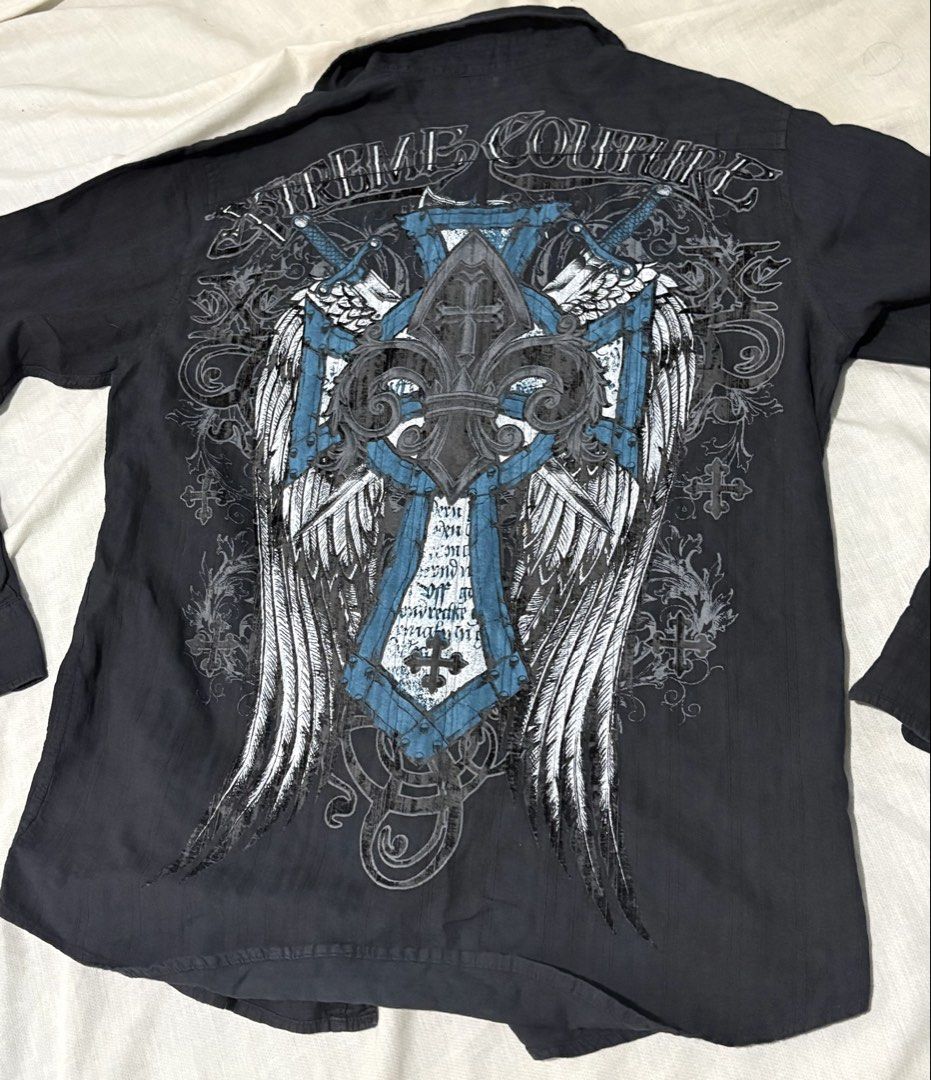 Xtreme Couture Longsleeves Polo (Category: Tshirts & Polo Shirts ) located in Lucena. Submitted by ryu625 (Listing ID 1450381154, Image 2). Description: Large on tag W-22 L-26 Excellent condition DM me for more details 😀 alt,alternative, fashion, goth, grunge, xtreme couture, y2k, y2k fashion .