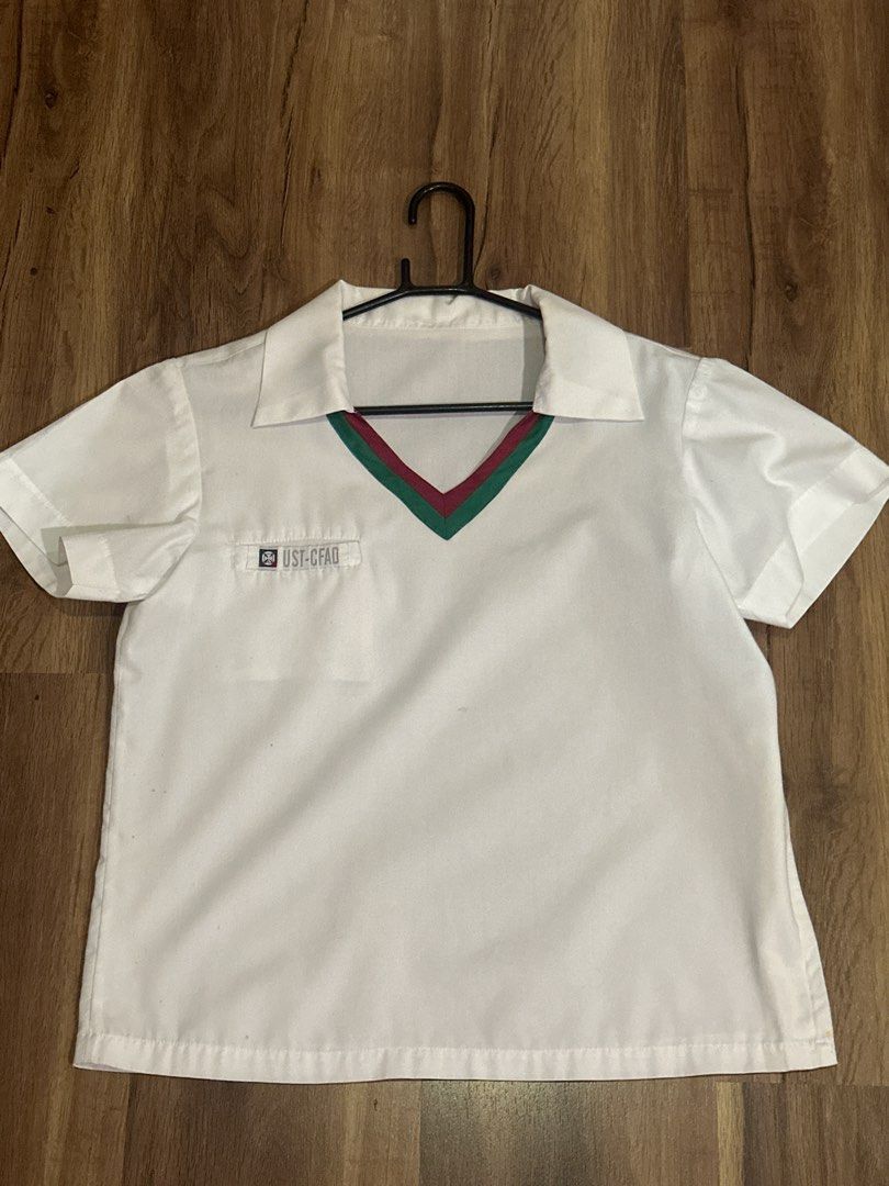 5 PIECES TAKE ALL UST-CFAD Uniform Type A and B (Category: Tshirts & Polo Shirts ) located in Meycauayan. Submitted by beansntoast (Listing ID 1450704182, Image 1). Description: - Legit UST- CFAD uniform - Buy 1 set: 2 Size M Type A uniform, 1 Size L Type B uniform, and 2 Size M Type B uniform - total of 5 pcs - 2 Type A + 3 Type B - Type A is sewn with more breathable fabric than the one sold in UST -> better for breathability - used but never s