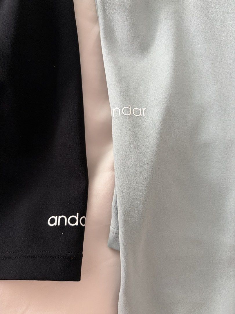 Andar bundle (Category: Activewear) located in Singapore. Submitted by ktohktoh (Listing ID 1450548433, Image 3). Description: Biker shorts in black Airwyn leggings in sage Both S Both for $28 with smartpac.