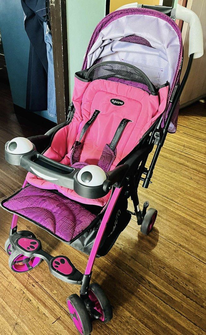 Apruva Aller Stroller Pink (Category: Strollers) located in Muntinlupa City. Submitted by carlaiz (Listing ID 1450695388, Image 1). Description: Apruva Aller Stroller Pink Rarely used Still like new PhP3,500 09175170040 Price negotiable - Apruva Aller De Luxe Stroller - Suitable for 0-5 years old - Reversible seat for facing parent or world - Multi-position reclining backrest for comfort - Easy single-hand folding system - Secure 5-point safety h