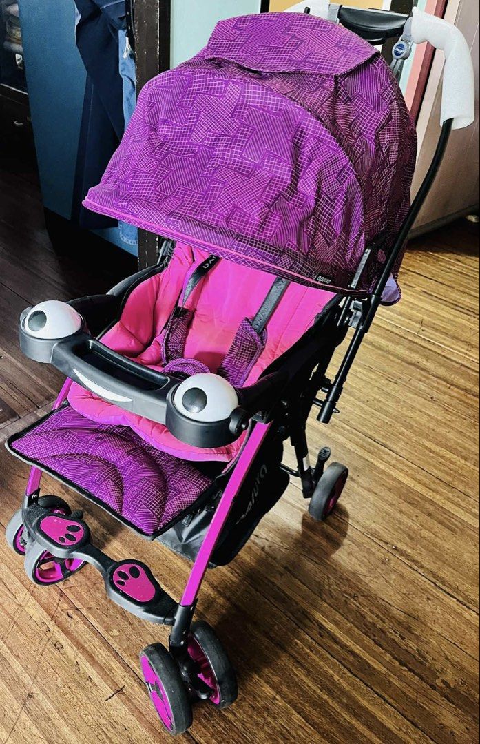 Apruva Aller Stroller Pink (Category: Strollers) located in Muntinlupa City. Submitted by carlaiz (Listing ID 1450695388, Image 2). Description: Apruva Aller Stroller Pink Rarely used Still like new PhP3,500 09175170040 Price negotiable - Apruva Aller De Luxe Stroller - Suitable for 0-5 years old - Reversible seat for facing parent or world - Multi-position reclining backrest for comfort - Easy single-hand folding system - Secure 5-point safety h