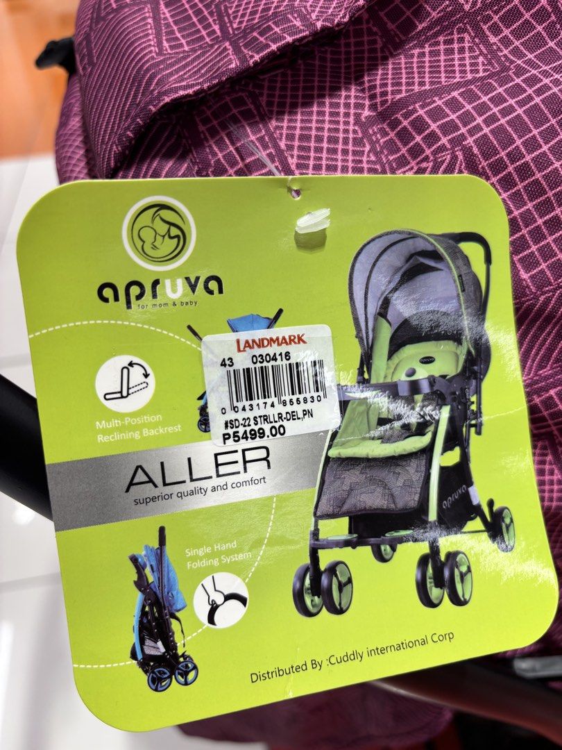 Apruva Aller Stroller Pink (Category: Strollers) located in Muntinlupa City. Submitted by carlaiz (Listing ID 1450695388, Image 3). Description: Apruva Aller Stroller Pink Rarely used Still like new PhP3,500 09175170040 Price negotiable - Apruva Aller De Luxe Stroller - Suitable for 0-5 years old - Reversible seat for facing parent or world - Multi-position reclining backrest for comfort - Easy single-hand folding system - Secure 5-point safety h