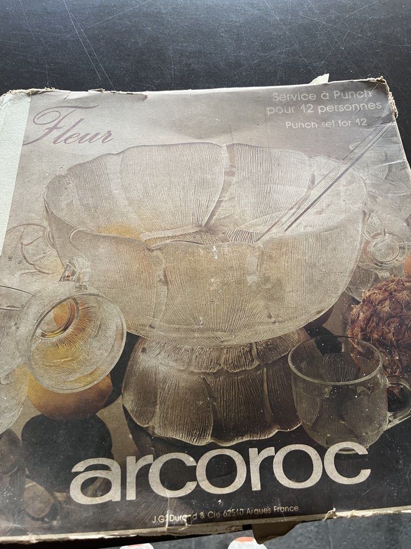 Arcoroc Punch bowls with cups513478653651855361