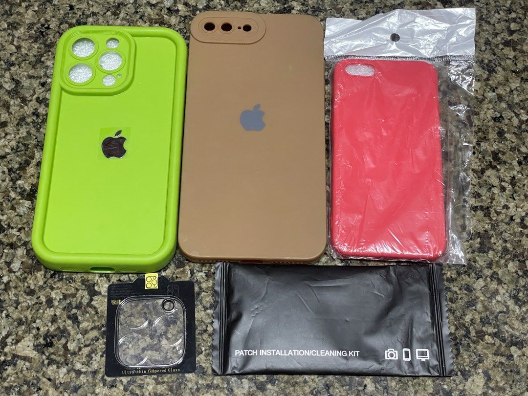 Assorted iPhone Cases (14 pro max, 13 pro, XR, 7 Plus, 8 plus, 5, 5s) (Category: Cases & Sleeves) located in Manila. Submitted by casssee (Listing ID 1450394570, Image 2). Description: Assorted iPhone Cases 1. Pink lv case for iPhone 13 Pro - PHP 145 •Item is brand new and comes with ziplock plastic •Comes with slot to add keychain 2. Purple glass back case for iPhone 14 Pro Max - PHP 230 •Case comes with a built-in glass camera lens protector •A