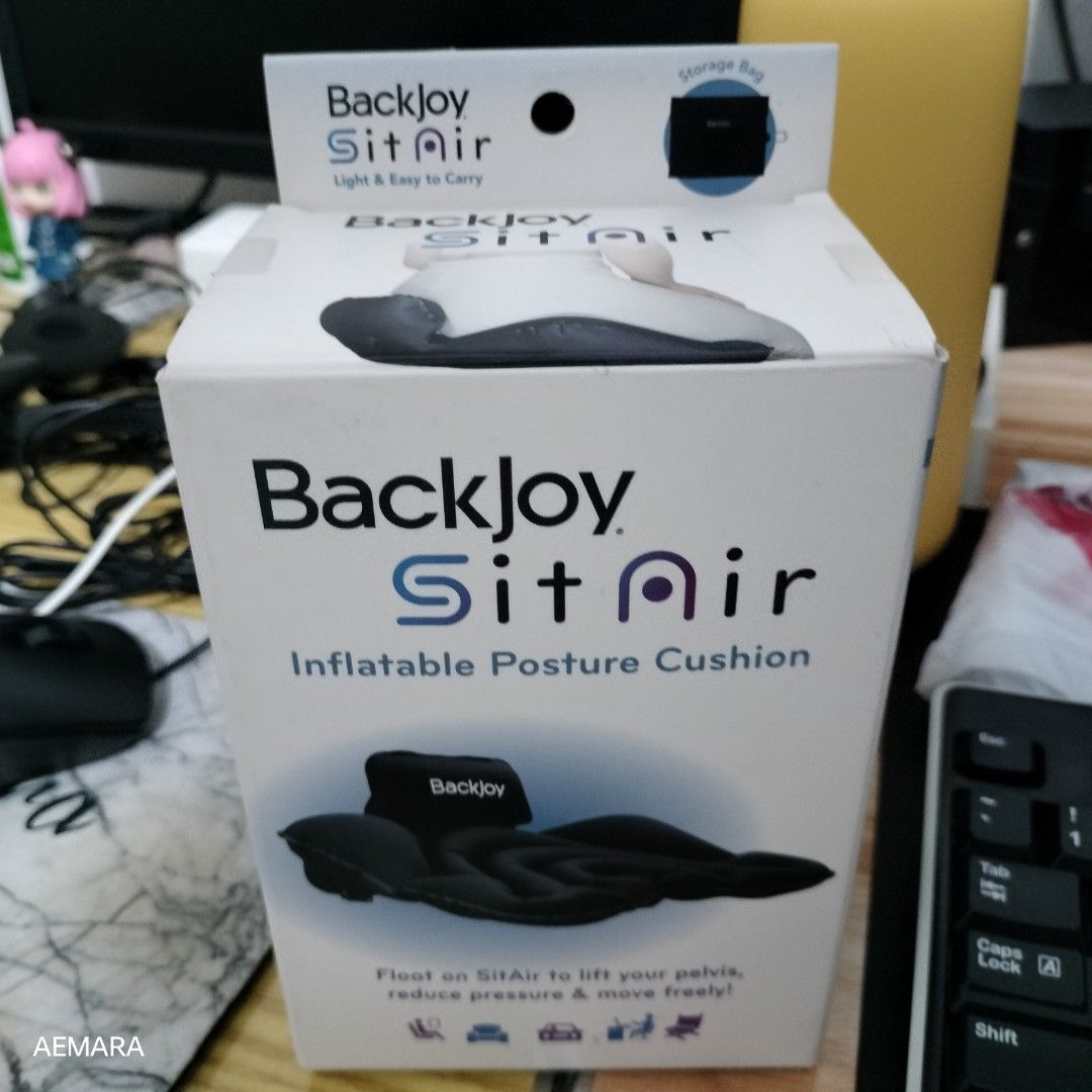 Backjoy Sit Air Inflatable Posture Cushion (Category: Braces, Support & Protection) located in Caloocan City. Submitted by almaeternamara (Listing ID 1450692866, Image 2). Description: - Backjoy Sit Air inflatable posture cushion - Reduces strain on your lower back - Lifts your pelvis and allows free movement - Airflow design disperses pressure - Portable and easy to carry - Gentle on your bottom and lower back - Comes with a storage bag.