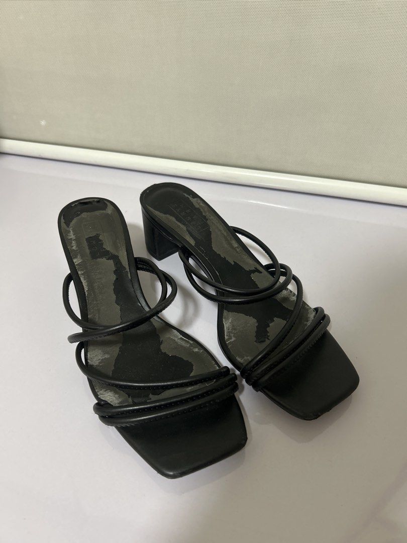Black Strappy Block Heel Sandals (Category: Heels) located in Makati City. Submitted by leannd (Listing ID 1450674100, Image 1). Description: - Stylish black sandals - Features thin straps and a comfortable block heel - Trendy square toe design - Perfect for dressing up or down.