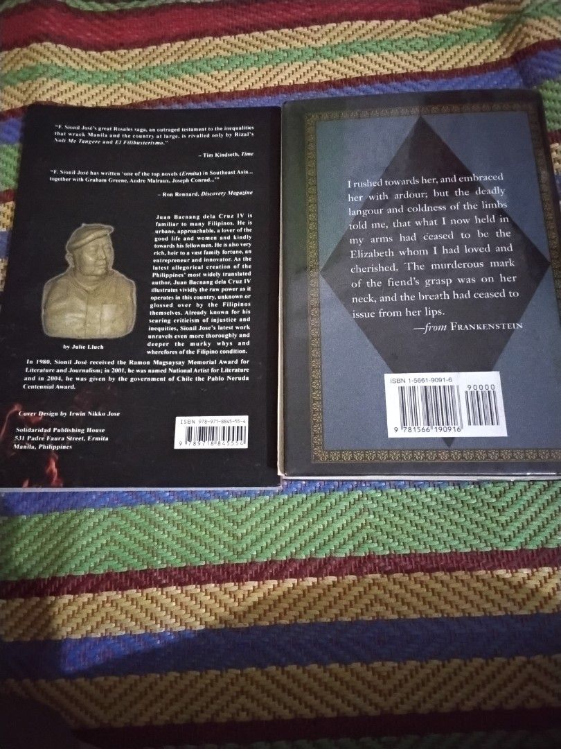 Book Bundle 1 (Category: Storybooks) located in Manila. Submitted by completinggaddiscollection (Listing ID 1450696826, Image 2). Description: bundle price individual price: Frankenstein by Mary Shelley - 450php The Feet of Juan Bacnang by F. Sionil Jose - 350php.