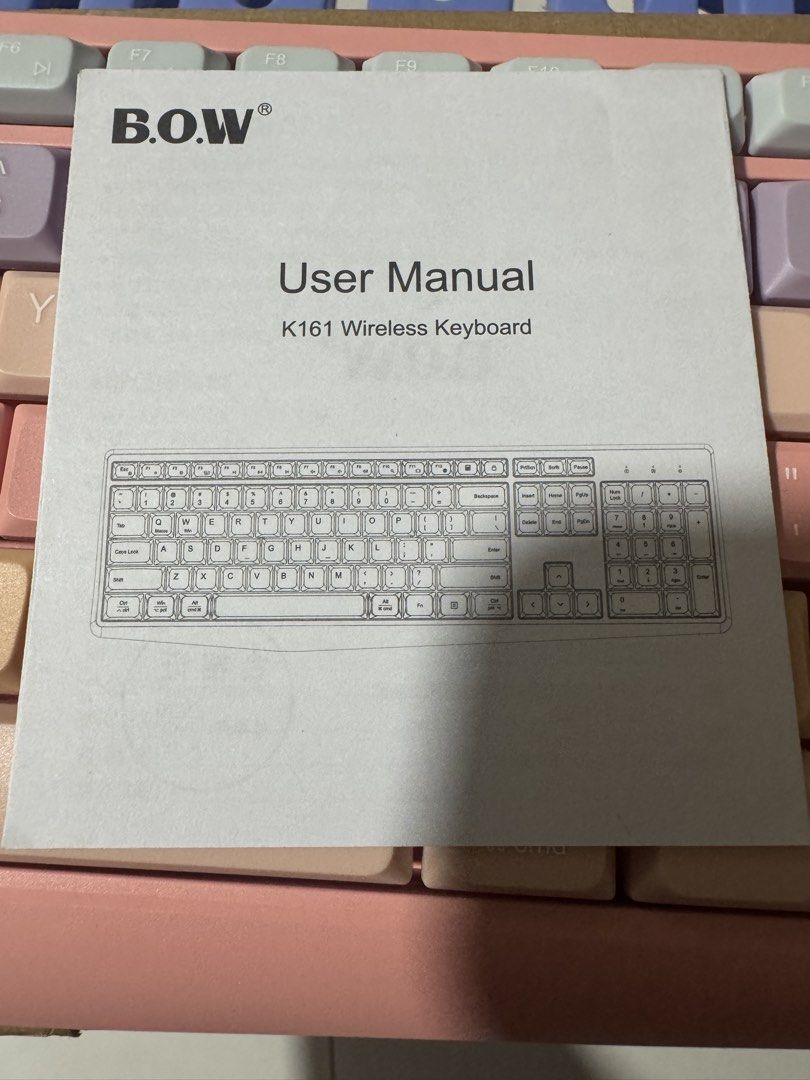 BOW K161 Wireless Keyboard Pink Pastel514202300412733442