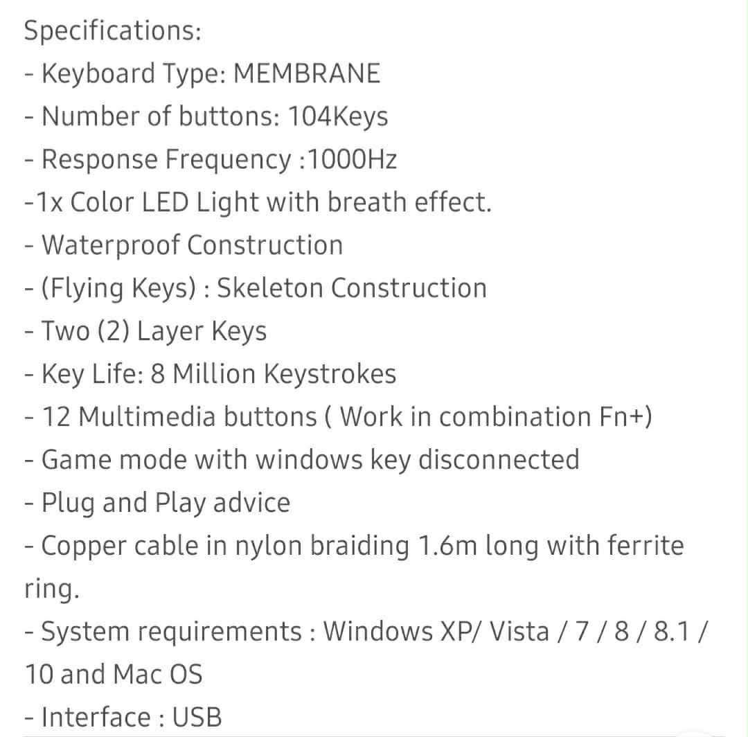 Zeus K001 - wired gaming keyboard and mouse (with led backlight) (Category: Computer Keyboard) located in Iloilo. Submitted by faerysha_ (Listing ID 1450552290, Image 2). Description: ❣️PLEASE READ - all listings are available UNLESS stated otherwise. - don’t give an offer UNLESS you are a sure buyer. let us respect each other’s time. :) - no refund/returns; i will not be liable to damages incurred during shipment. - 📍iloilo. if you’re from outs