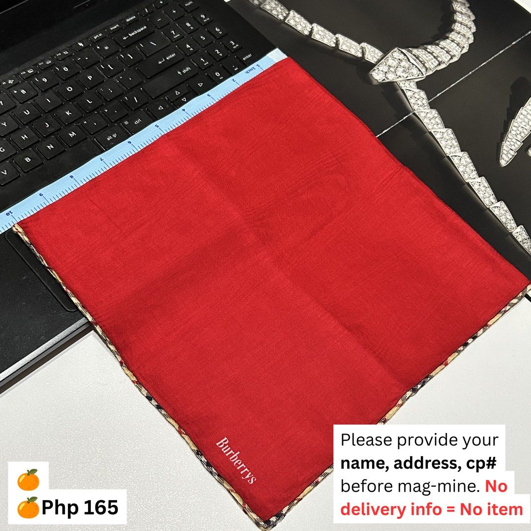 Burberry Handkerchief (Category: Handkerchief & Pocket Squares) located in Bulacan. Submitted by Tuabliss (Listing ID 1450655045, Image 1). Description: .