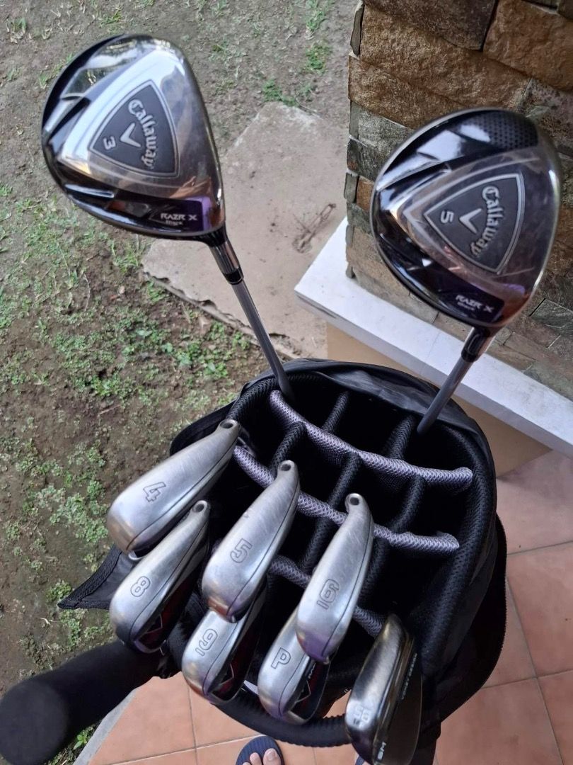 Callaway Razr X Golf Club Set (Category: Golf) located in Quezon City. Submitted by thirdy33551 (Listing ID 1450615799, Image 3). Description: - Set of Callaway Razr X golf clubs - Includes: Razr X Black: 3-wood, 5-wood - Irons: Razr X HL: 4, 5, 6, 8, 9, PW - missing 7 iron - Vokey Design Sand Wedge 56deg - 9 pcs golf clubs only, Golf Bag not included i can sell the fairway woods separately at P3,500 each. additional Odyssey Metal-X putter add P3