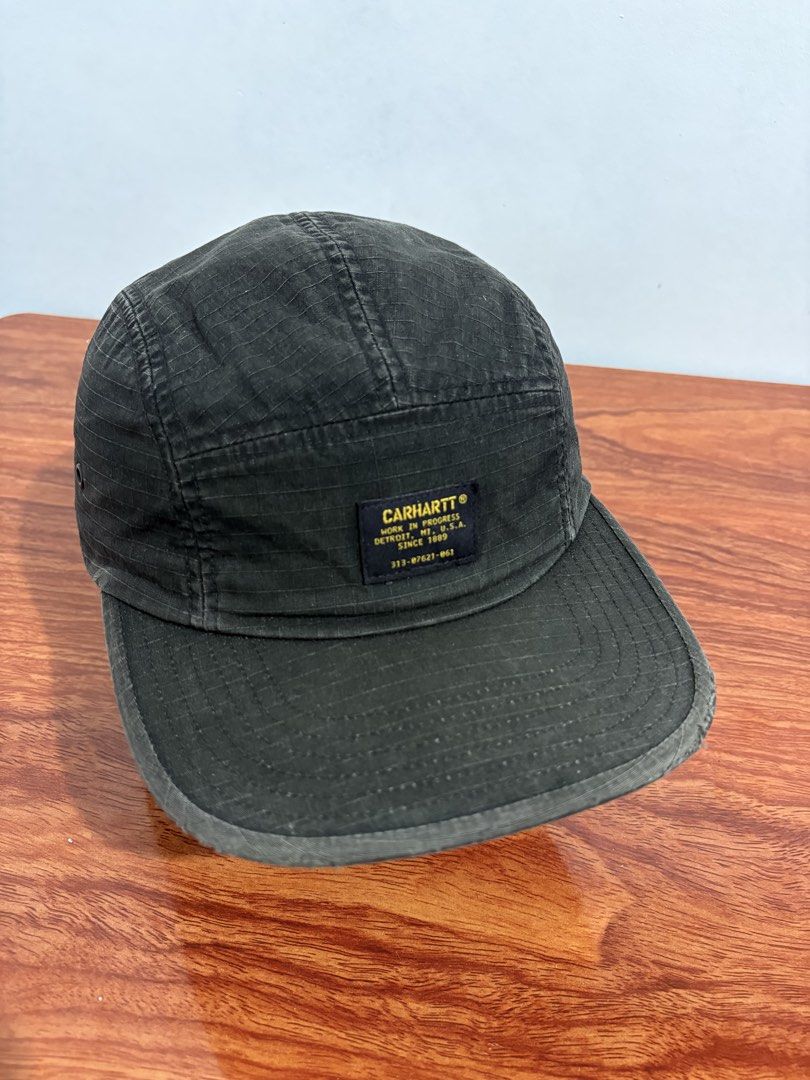 Carhartt WIP Military Cap (Category: Caps & Hats) located in Manila. Submitted by majmsarchive (Listing ID 1450653561, Image 2). Description: A five panel cap from Carhartt WIP made from a comfortable cotton ripstop with an adjustable strap, embroidered eyelets and a Military patch to the front. ✅ Cotton ripstop ✅ Military logo patch ✅ Adjustable strap.