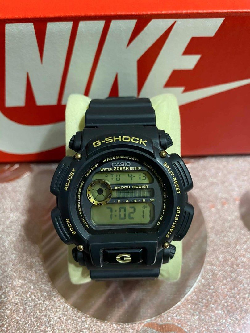 Casio G-Shock DW-9052 Black Gold Watch (Category: Men's Watches) located in Lingayen. Submitted by jayteeeezy (Listing ID 1450624274, Image 1). Description: - Model: Casio G-Shock DW-9052 - Color: Black with gold accents - Water Resistance: 20 Bar (200 meters) - Features: Shock absorbing structure, Illuminator light - Condition: Works well - Best for: Everyday wear or sports.