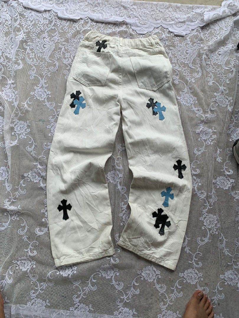 Chrome Hearts Baggy Pants/ Off (Leather Patch) (Category: Jeans) located in Manila. Submitted by trustedmichael. (Listing ID 1450686345, Image 2). Description: Chrome Hearts Baggy Pants/ Off Width 28 Length 41 Leg opening 10.