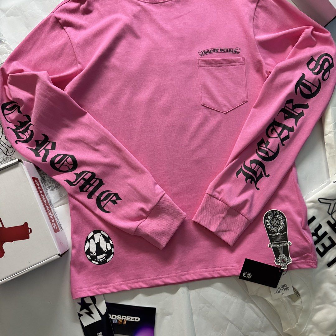 Chrome Hearts Matty Boy “Vanity Affair” Long Sleeve (Category: Tshirts & Polo Shirts ) located in Manila. Submitted by godspeedmnl (Listing ID 1450683148, Image 3). Description: Chrome Hearts Matty Boy “Vanity Affair” Long Sleeve 3,289PHP / Sizes: S, M, L, XL Colorway: Pink (Feel free to message me for additional photos.) Package included: • Chrome Hearts Matty Boy “Vanity Affair” Long Sleeve x 1 • Godspeed Mnl Paper Bag • Godspeed Mnl logo & str