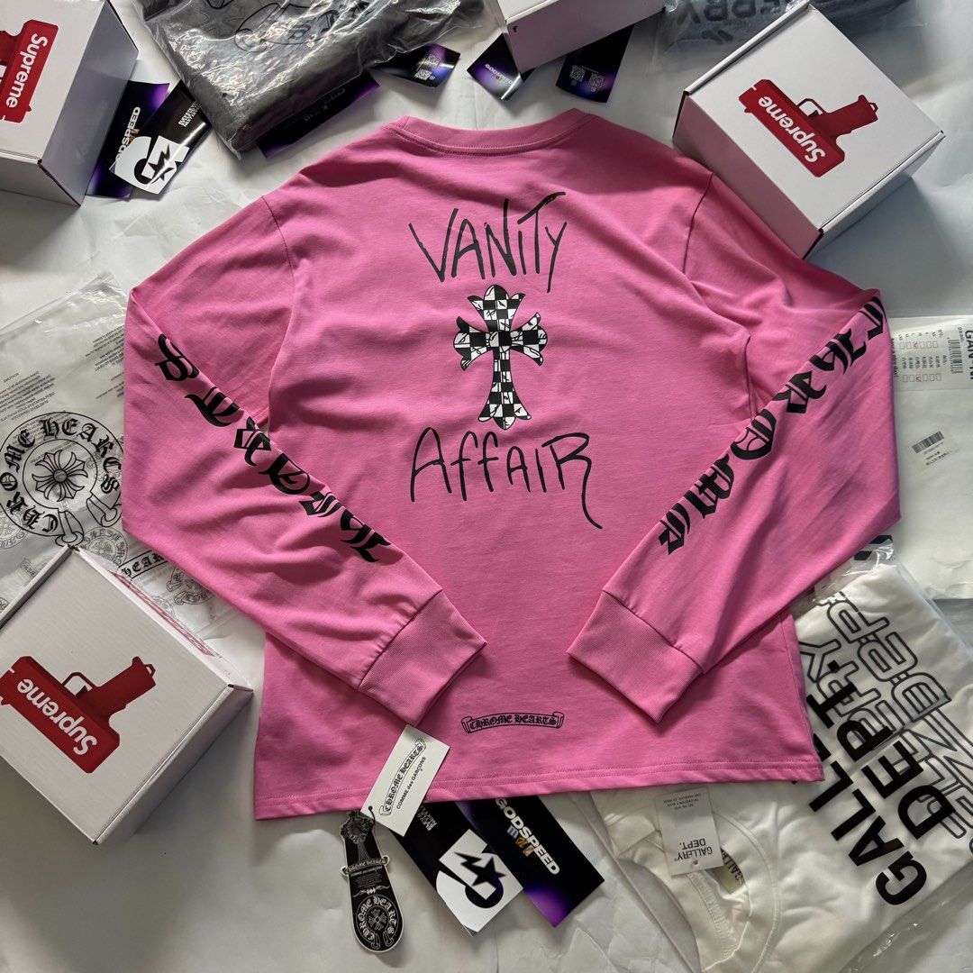 Chrome Hearts Matty Boy “Vanity Affair” Long Sleeve (Category: Tshirts & Polo Shirts ) located in Manila. Submitted by godspeedmnl (Listing ID 1450683148, Image 2). Description: Chrome Hearts Matty Boy “Vanity Affair” Long Sleeve 3,289PHP / Sizes: S, M, L, XL Colorway: Pink (Feel free to message me for additional photos.) Package included: • Chrome Hearts Matty Boy “Vanity Affair” Long Sleeve x 1 • Godspeed Mnl Paper Bag • Godspeed Mnl logo & str