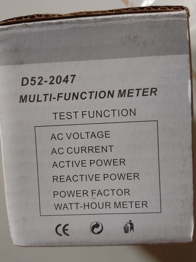 D52-2047 Multi-function Digital Meter AC Ammeter Voltmeter (Category: Electrical, Adaptors & Sockets) located in Manila. Submitted by anayaella (Listing ID 1450540086, Image 2). Description: - D52-2047 Multi-function Meter - Measures: AC Voltage (AC80-300V or AC200-450V), AC Current (AC0-100.0A), Active Power, Reactive Power, Power Factor, Watt-hour - Ideal for electrical testing and monitoring - Comes with original packaging - Reliable and versa