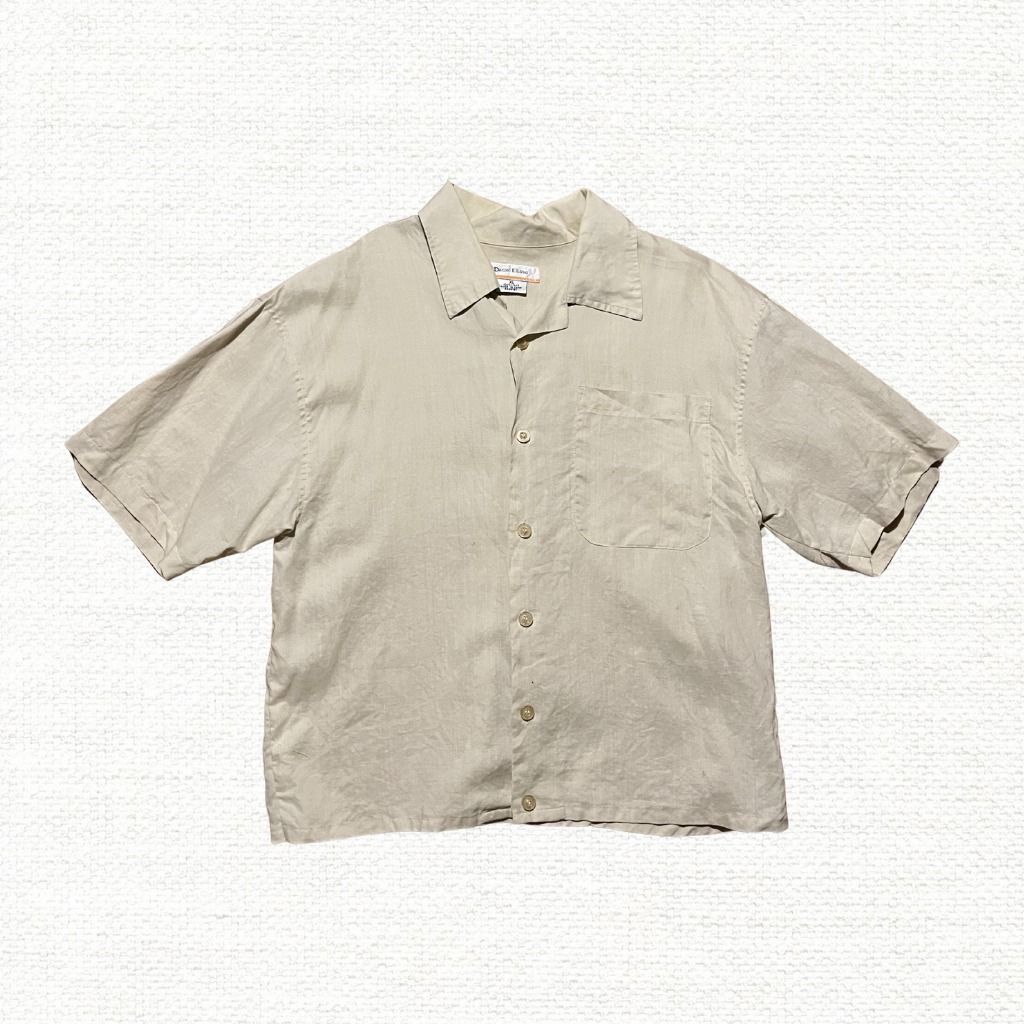 DANIEL ELLISA Beige Cream Linen Polo (Category: Tshirts & Polo Shirts ) located in Santo Tomas. Submitted by dmky1e (Listing ID 1450621695, Image 1). Description: XL on tag (can fit L-XL) - Length: 27 inches - Width: 22 inches - Condition: 8.5/10 Issues - Stitches on Left Sleeve - Marks on Left Sleeve MOP: Gcash MOD: J&T Express or LBC (can also do meetups around my area) Location: Santo Tomas, Batangas.