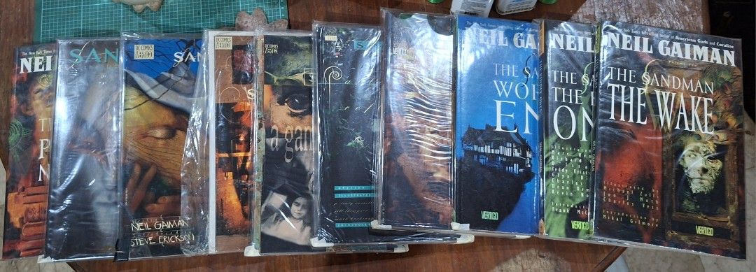 DC Comics/Vertigo The Sandman Complete run TPB SET (Category: Comics & Manga) located in Bulacan. Submitted by buymystuff.doit (Listing ID 1450713492, Image 1). Description: Price: 12k Php Condition: All are VF/NM. Each volume in the set was published before DC recolored the series in subsequent printings. Absolutely Authentic. No bootleg garbage here. Meetups ONLY within Marilao, Bulacan area. Shipping via Lalamove or JRS. NO COP. COD only avail