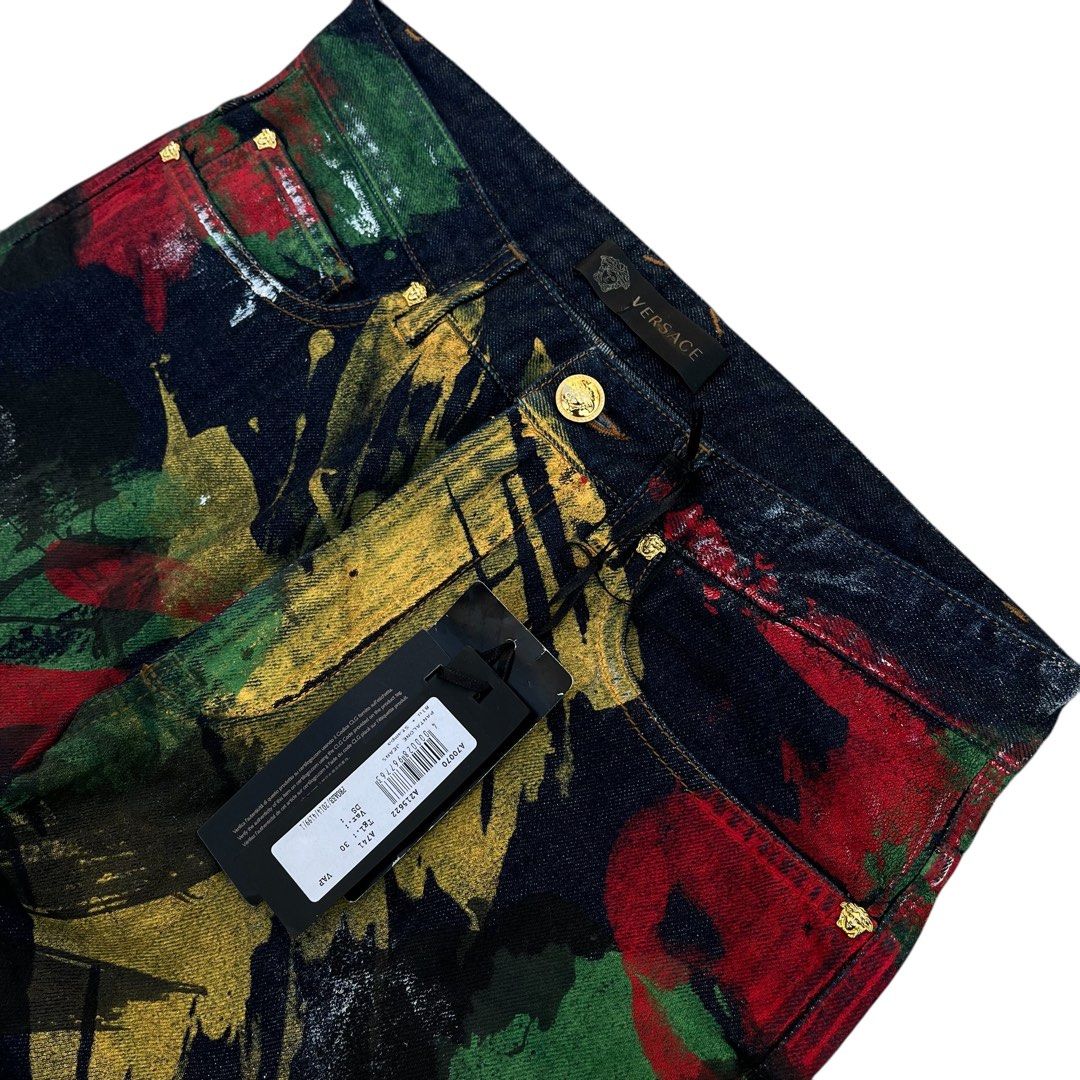 GIANNI VERSACE (Category: Luxury Apparel) located in Makati City. Submitted by pirmados.ph (Listing ID 1450616642, Image 3). Description: Gianni Versace Painted pants Size 30 Measurements Waist: 30 Inseam: 34 Outseam: 44 Leg opening: 7 Front rise: 10 Thigh: 8.5 Knee: 8 New with tag Made in Italy Authentic Guaranteed ₱11,998.