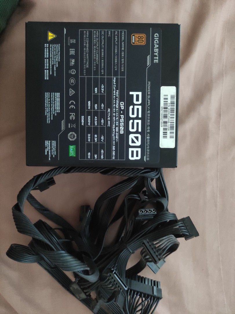 Gigabyte P550B 550W 80 Plus Bronze DEFECTIVE (Category: Computer Parts) located in Manila. Submitted by kiko_okikk (Listing ID 1450685324, Image 1). Description: Gigabyte 550W 80+ Bronze Power Supply (GP-P550B). selling as defective unit.