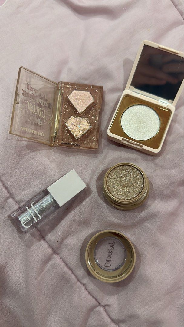 Glitter Eyeshadow Assorted for Sale (Category: Makeup) located in Manila. Submitted by sellingjoitems (Listing ID 1450718796, Image 2). Description: Rfs: decluttering, too much makeup, last price for all Take All - 850 I’m Meme Jewel Topping 04 Opal Jewel - 200 Lucky Beauty Moonstone - 250 Elf Liquid glitter eyeshadow topper Disco Queen - 280 Colourpop Super Shock Shadow Ritz - 280.