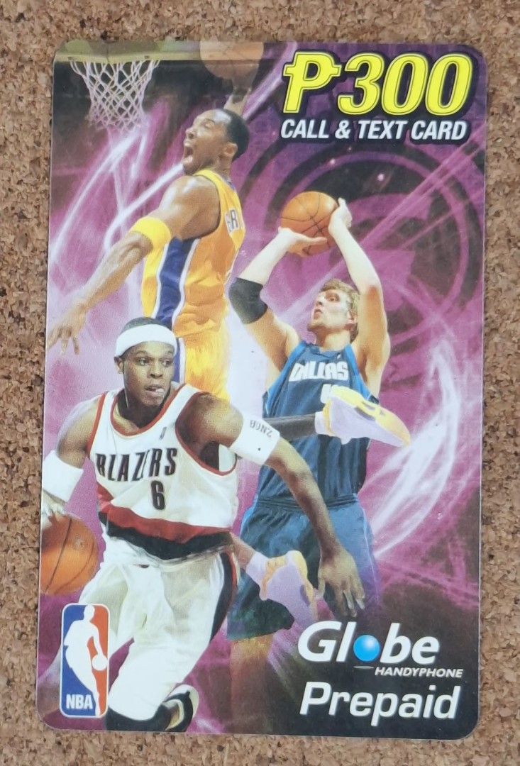 Globe Prepaid Card Bryant , Nowitzki , Wells (Category: Vintage Collectibles) located in Makati City. Submitted by selyopilipinas (Listing ID 1450638742, Image 1). Description: Collectible Vintage Prepaid Card Limited Edition Well used Still In Good Condition to Collect Featured NBA Players Kobe Bryant (Top) – Wearing his signature #8 Los Angeles Lakers yellow jersey. Dirk Nowitzki (Right) – Seen in his Dallas Mavericks blue jersey preparing a ju