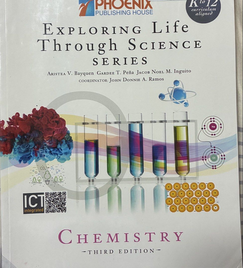 Grade 9 Chemistry Textbook (Category: Textbooks) located in Manila. Submitted by norahsm215 (Listing ID 1450695127, Image 1). Description: Good as new, with plastic cover, used in school year 2025-2026.
