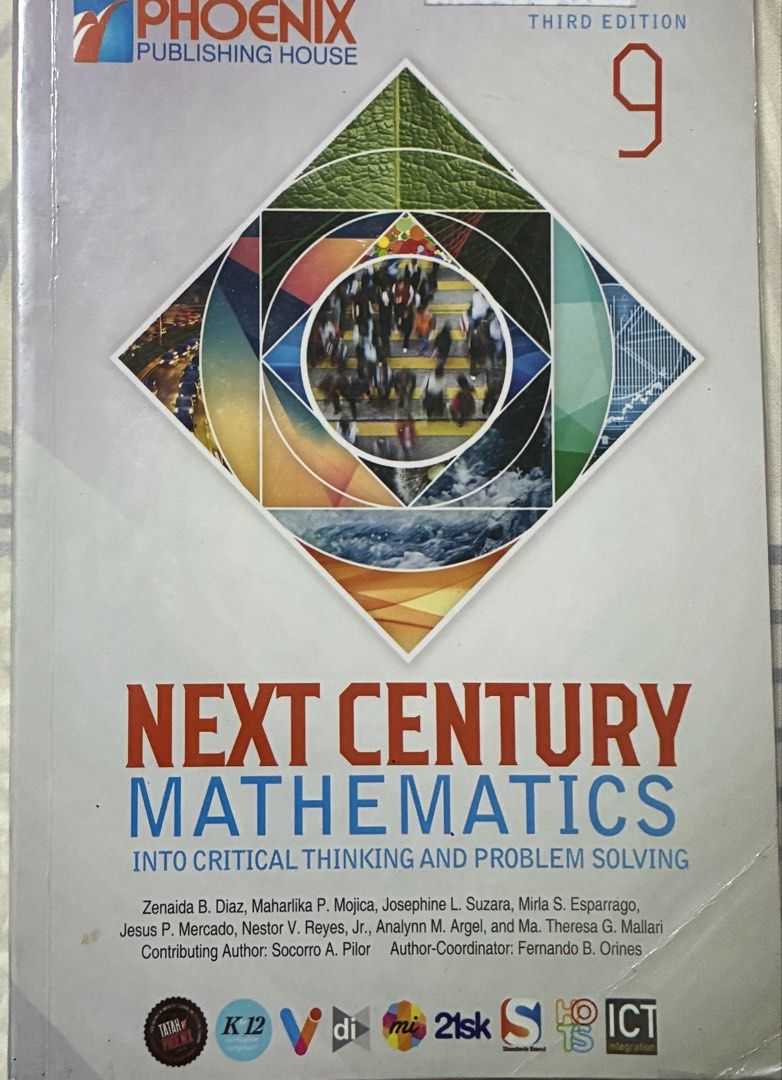 Grade 9 Math Textbook (Category: Textbooks) located in Manila. Submitted by norahsm215 (Listing ID 1450694653, Image 1). Description: Good as new, with plastic cover, used in school year 2025-2026.