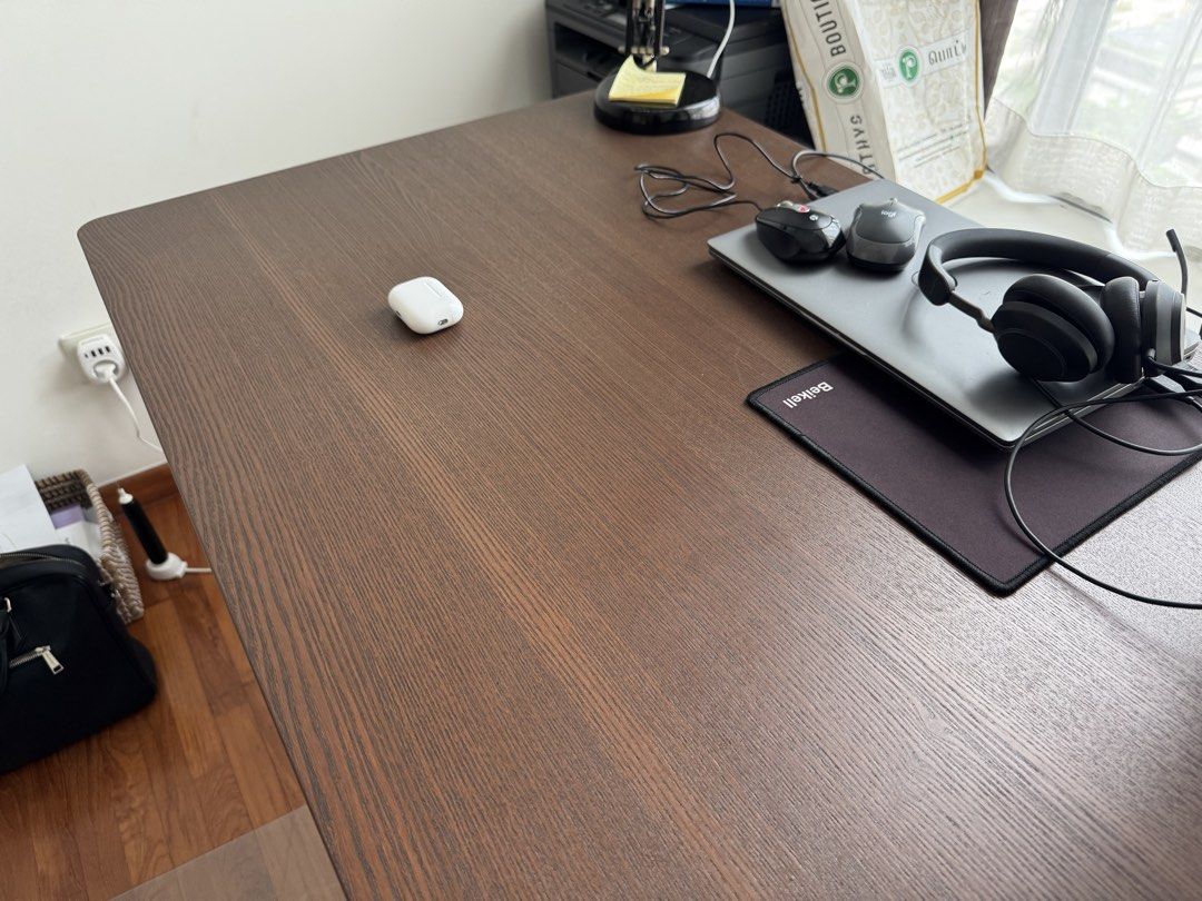 IKEA table study table (Category: Tables & Sets) located in Singapore. Submitted by cathsgpore (Listing ID 1450533906, Image 3). Description: - IKEA IDÅSEN Table - Dimensions: 140cm (W) x 70cm (D) x 75cm (H) - Tabletop: Brown with wood grain finish - Legs: Beige Pristine condition, well maintained, like new.