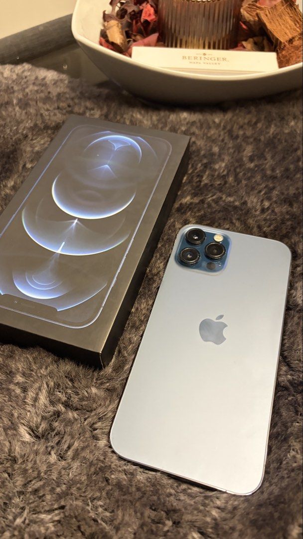 Iphone 12 Pro Max 256GB with original box (Category: iPhone 12 Series) located in Paranaque City. Submitted by preamata (Listing ID 1450655297, Image 1). Description: Iphone 12 Pro Max 256GB with original box First-owned Color: Pacific Blue 76% Battery Health No History of Repair No Dead Pixel Test all you want upon meet-up. SM Sucat only. ***Physical flaws on the sides due to hard cases used before. RFS: May new phone na and used as extra phone 