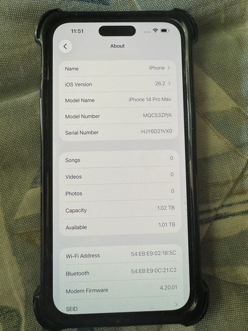 IPhone 14 Pro Max (Category: iPhone X Series) located in Pasig City. Submitted by danbrit_sells (Listing ID 1450591738, Image 3). Description: [1TB] iPhone 14 Pro Max Price: ₱40,000 (Slightly negotiable) Description: Selling an iPhone 14 Pro Max, 1TB storage model. Key Features & Condition: Capacity: Massive 1TB storage. Battery Health: 84%. Performance: Fully functional, no issues. Cosmetic: Excellent condition, always used with a protective cas