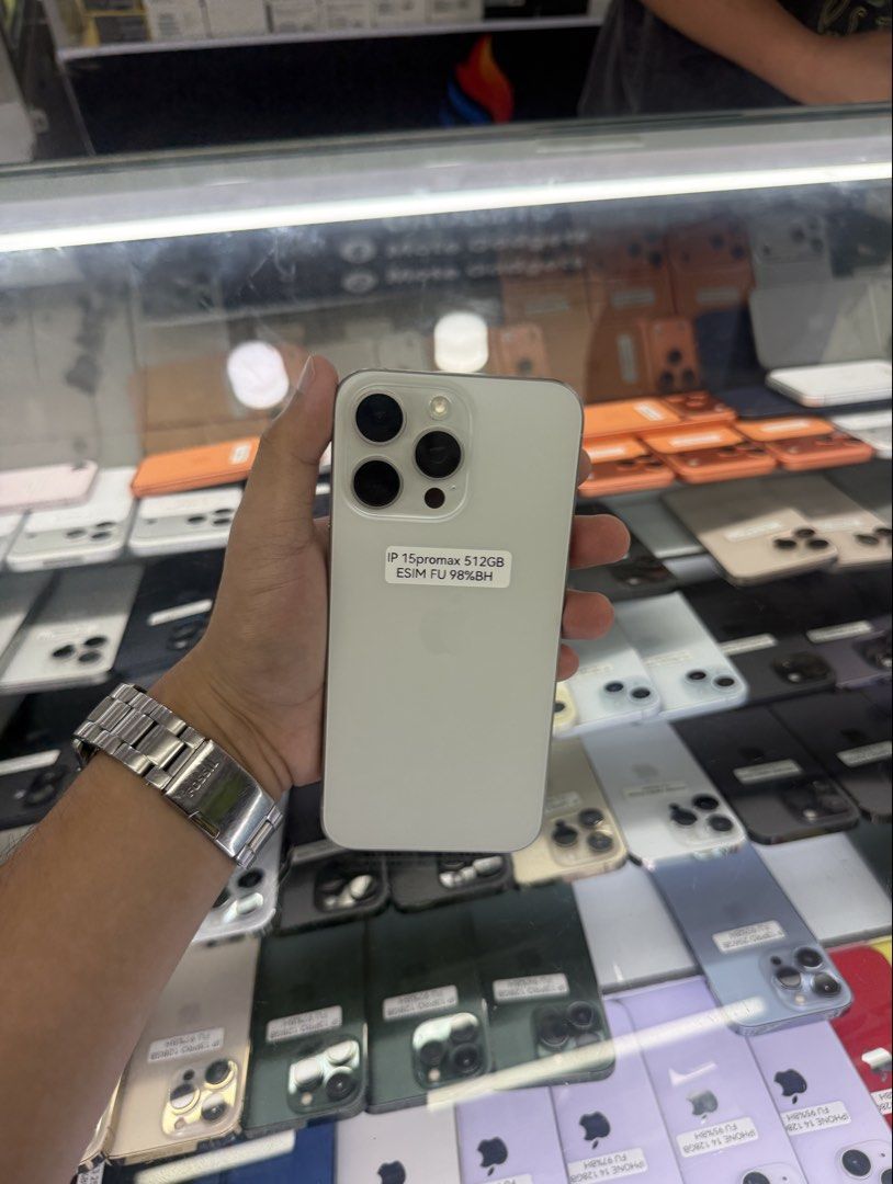 iPhone 15 Pro Max 512GB E-SIM 98% Battery Health (Category: iPhone 15 Series) located in San Juan City. Submitted by Khalidmgdla08 (Listing ID 1450699618, Image 2). Description: FOR SALE | TRADE/SWAP Price: 40,500 On hand: iPhone 15 Pro Max✔️ 512GB ✔️ E-Sim OPENLINE ✔️ 98% Batt health ✔️ 100% Original ✔️ 99% Makinis ✔️ 99% Smooth ✔️ NOT REFURB ✔️ NO HIDDEN ISSUES ✔️ NEVER BEEN REPAIRED ✔️ TEST TO SAWA✔️ FREE 3-UTOOLS ✔️ ANY MODEL OF IPHONE AND SA