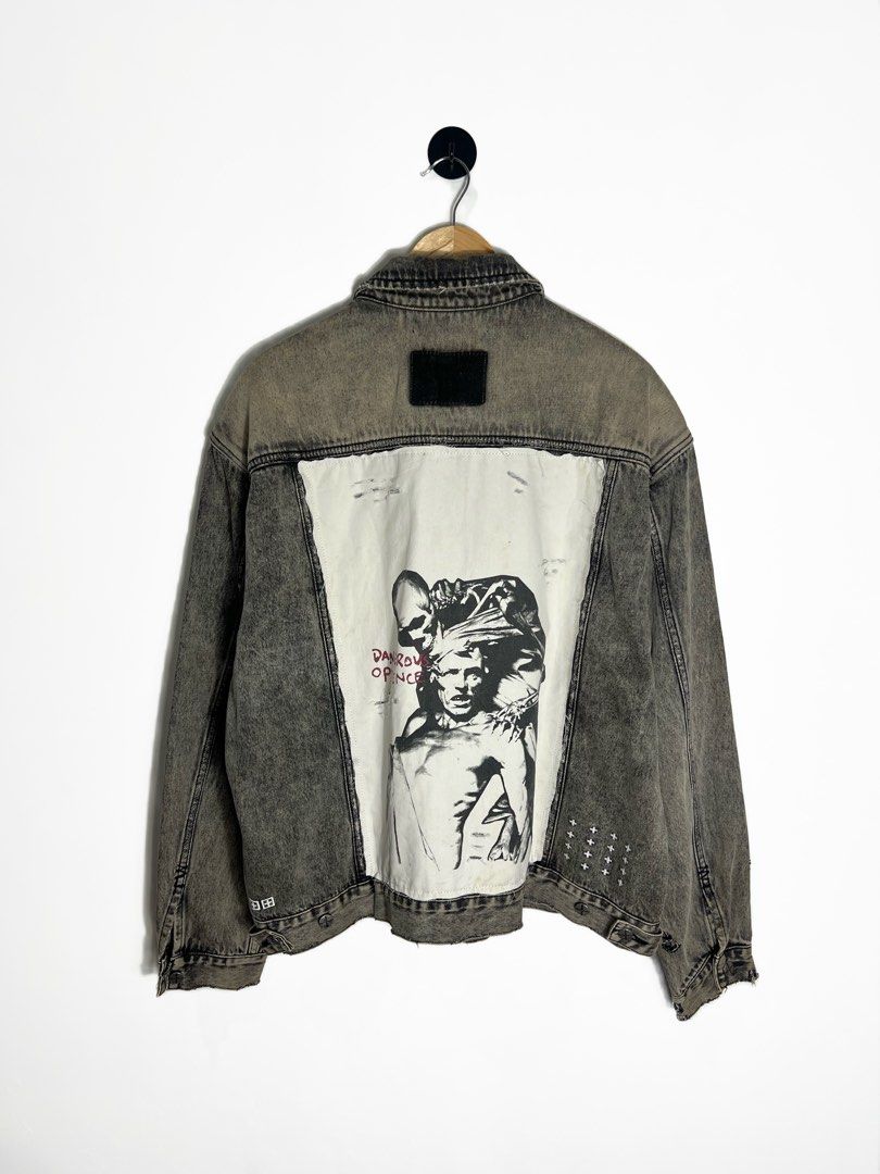 Ksubi Oh-G Crash Denim Jacket (Category: Coats, Jackets and Outerwear) located in Bacolod City. Submitted by nodaysoff (Listing ID 1450717454, Image 2). Description: Ksubi Oh-G Crash Denim Jacket - Authentic & Brandnew XL | 26x28 “inches” Excellent condition Light yellow stain on canvas print - ₱3,000.